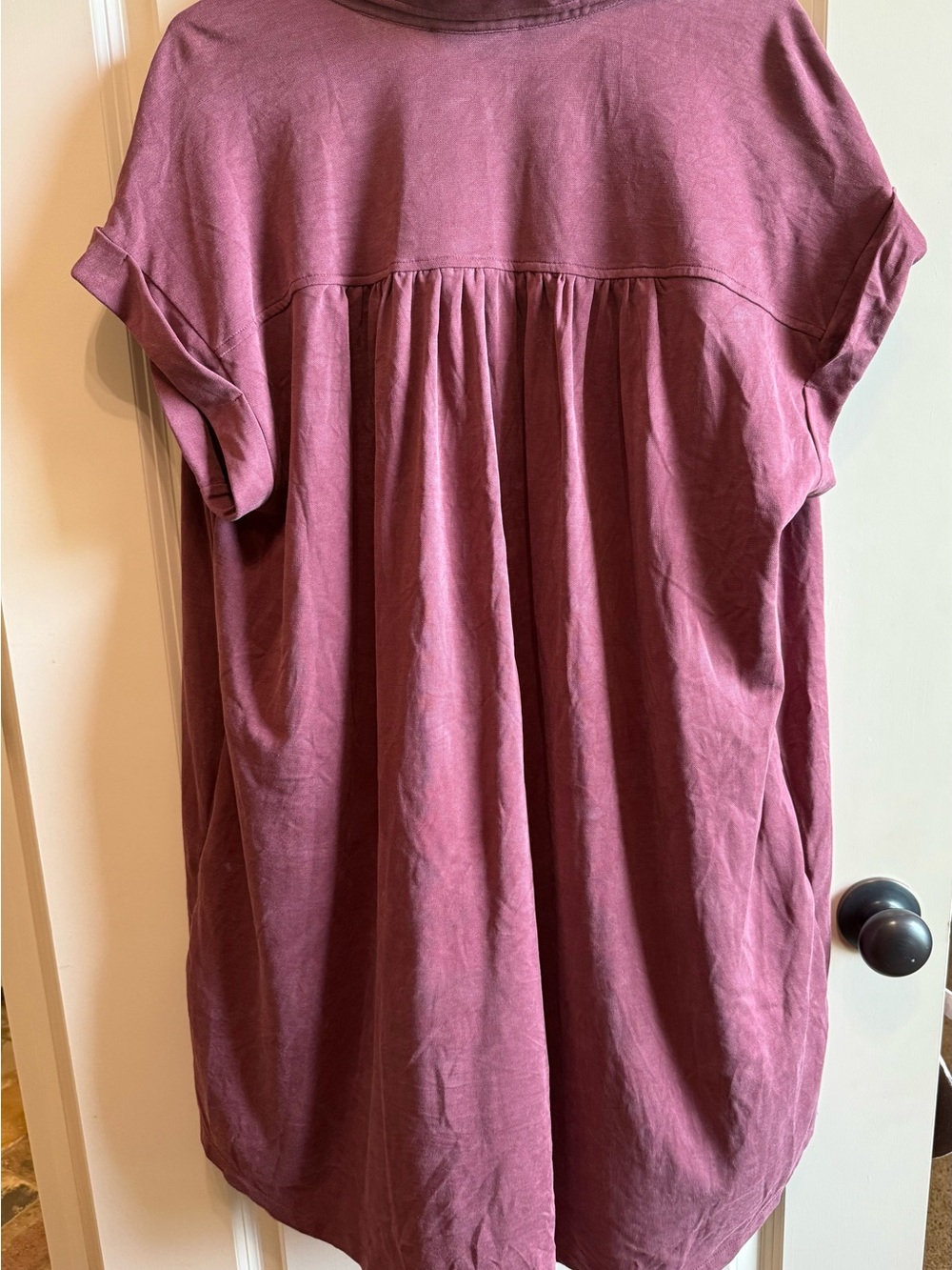 Button-Front Short Sleeve Shirt Dress in Dusty Rose - Picture 4 of 5